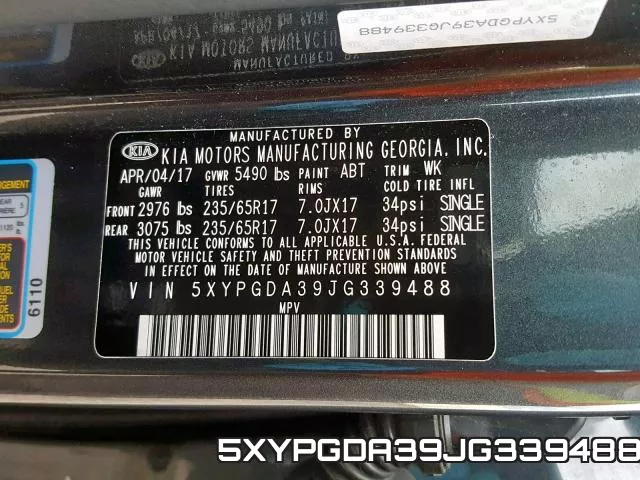 5XYPGDA39JG339488 фото 2