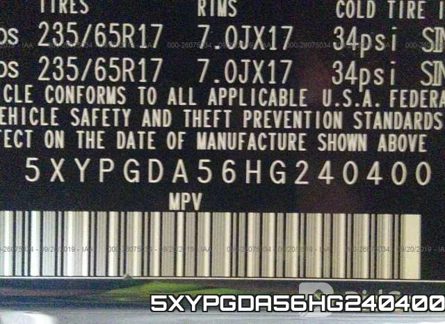 5XYPGDA56HG240400 фото 9
