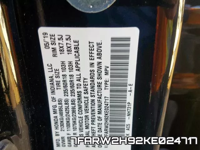 7FARW2H92KE024717 фото 2