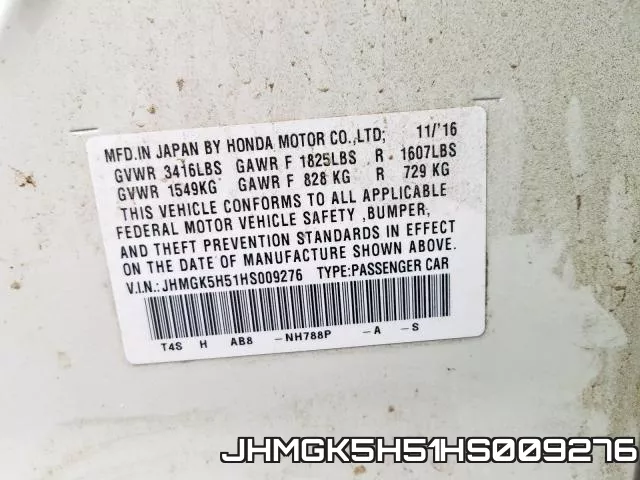 JHMGK5H51HS009276 фото 2