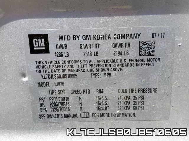 KL7CJLSB0JB510605 фото 2