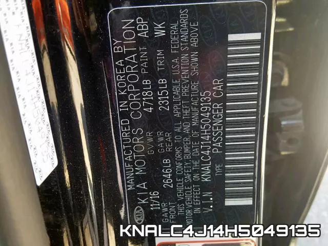KNALC4J14H5049135 фото 2