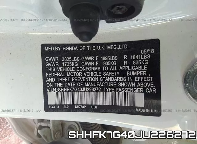 SHHFK7G40JU226272 фото 9