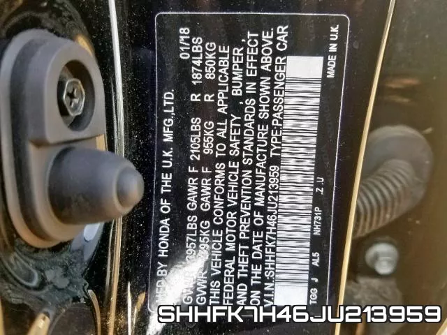 SHHFK7H46JU213959 фото 2