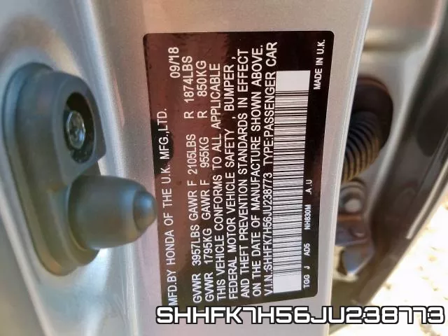 SHHFK7H56JU238773 фото 2