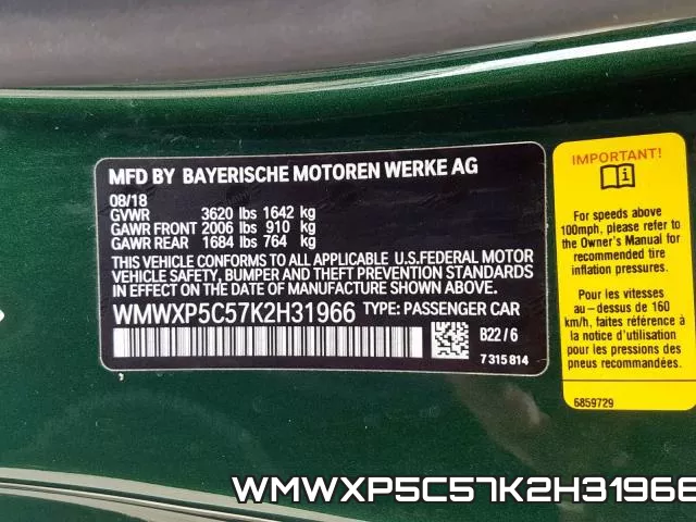 WMWXP5C57K2H31966 фото 2