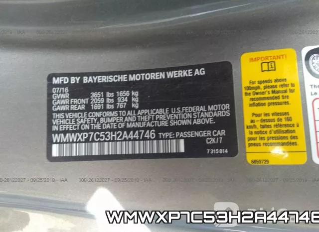 WMWXP7C53H2A44746 фото 9