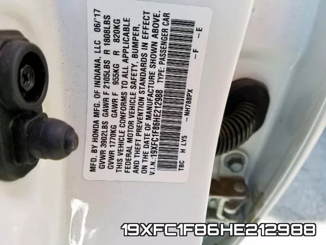 19XFC1F86HE212988 фото 2