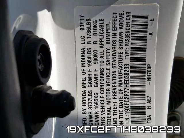 19XFC2F77HE038233 фото 2