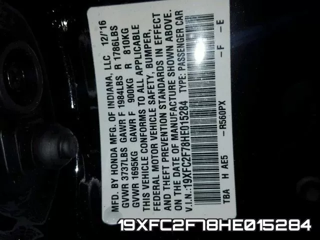 19XFC2F78HE015284 фото 2