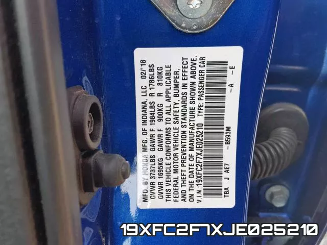 19XFC2F7XJE025210 фото 2