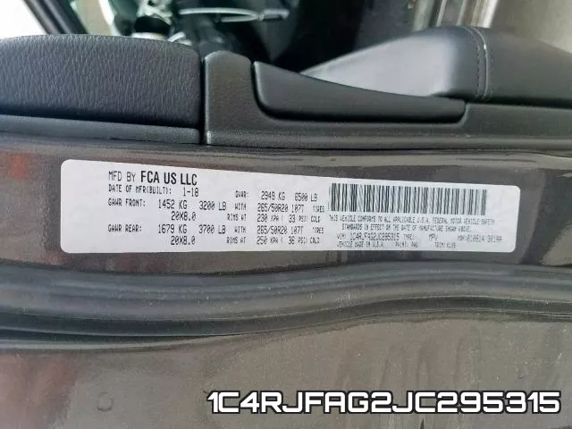 1C4RJFAG2JC295315 фото 2