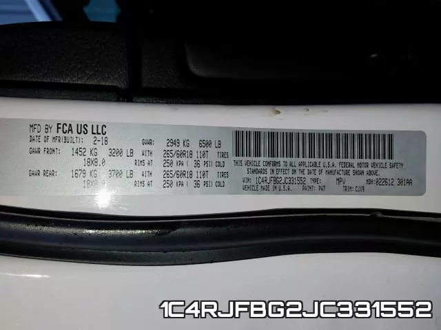 1C4RJFBG2JC331552 фото 2