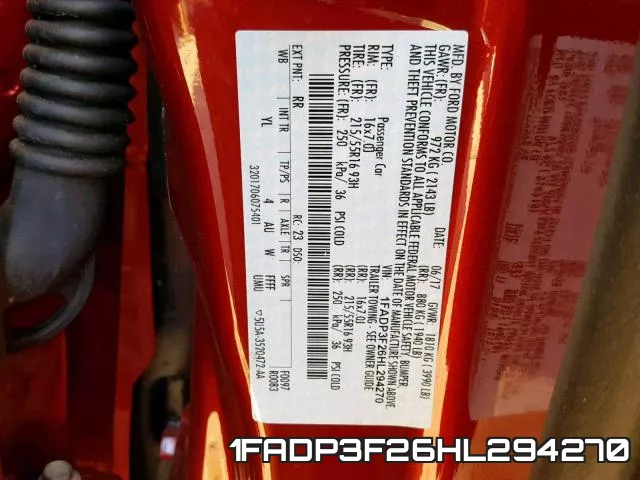 1FADP3F26HL294270 фото 2