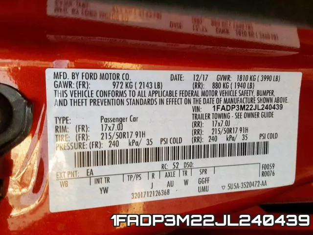 1FADP3M22JL240439 фото 2