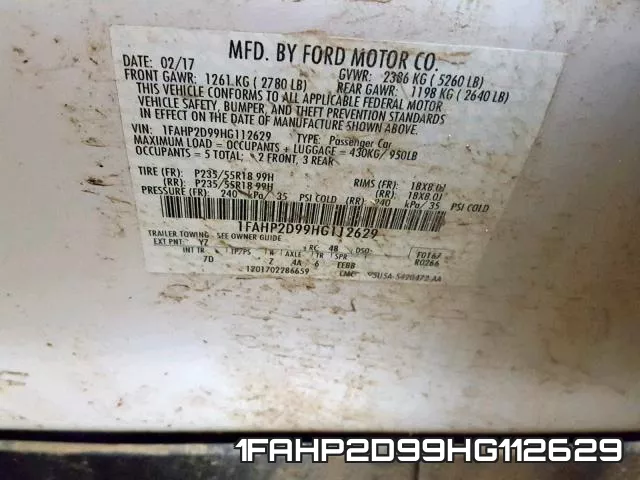 1FAHP2D99HG112629 фото 2