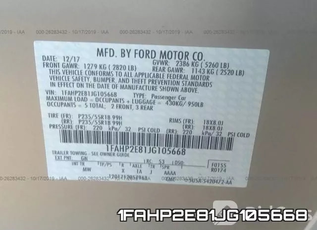 1FAHP2E81JG105668 фото 10