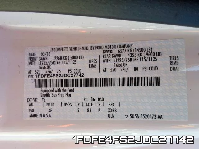 1FDFE4FS2JDC27742 фото 2