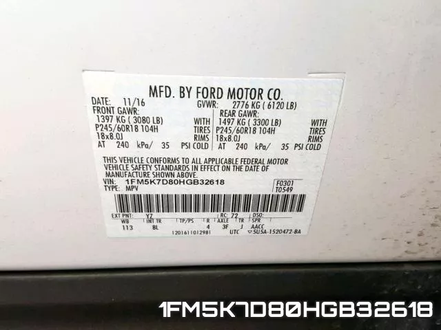 1FM5K7D80HGB32618 фото 2