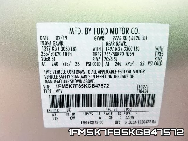 1FM5K7F85KGB47572 фото 2