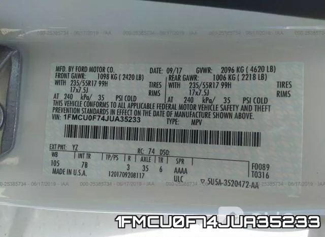 1FMCU0F74JUA35233 фото 9
