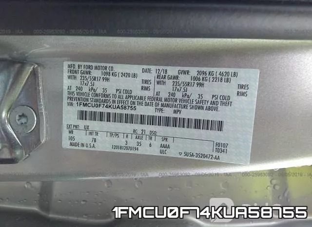 1FMCU0F74KUA58755 фото 10