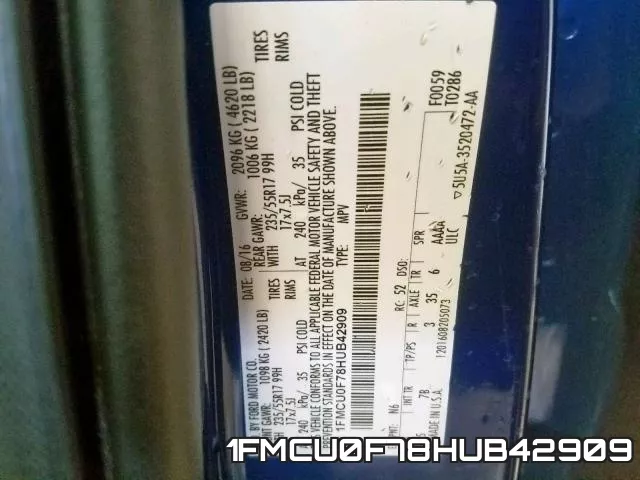 1FMCU0F78HUB42909 фото 2