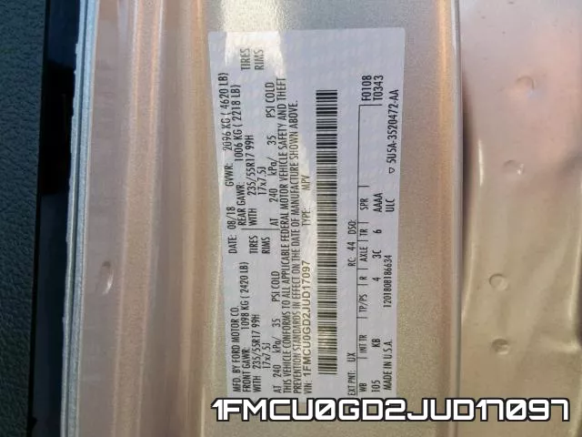 1FMCU0GD2JUD17097 фото 2