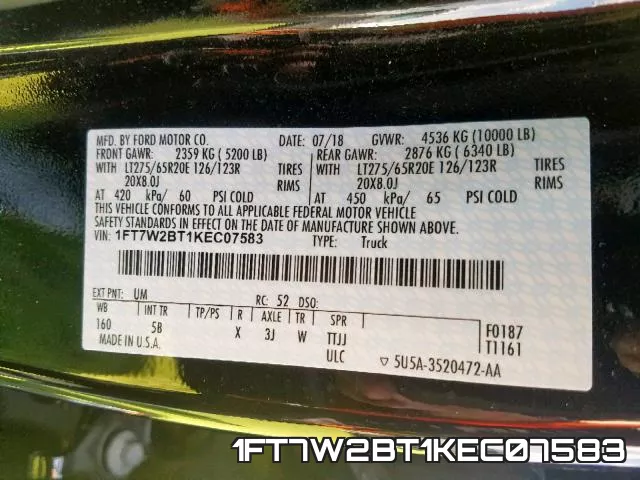1FT7W2BT1KEC07583 фото 2