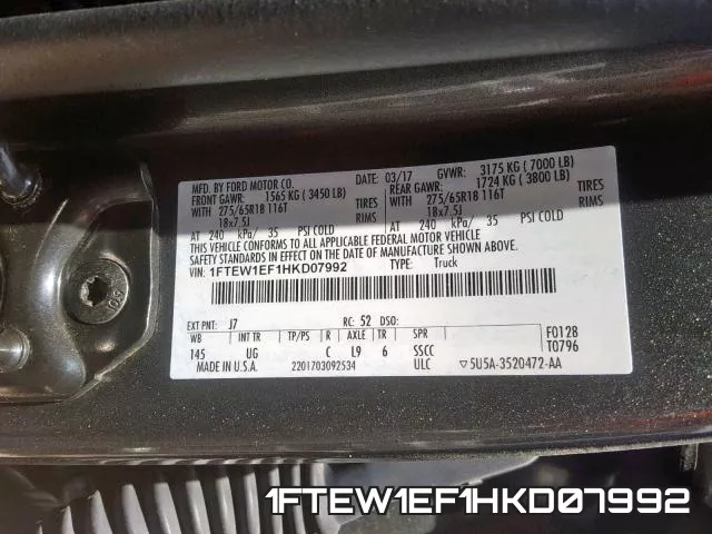 1FTEW1EF1HKD07992 фото 2