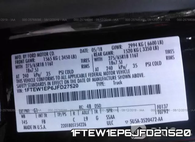1FTEW1EP6JFD27520 фото 10