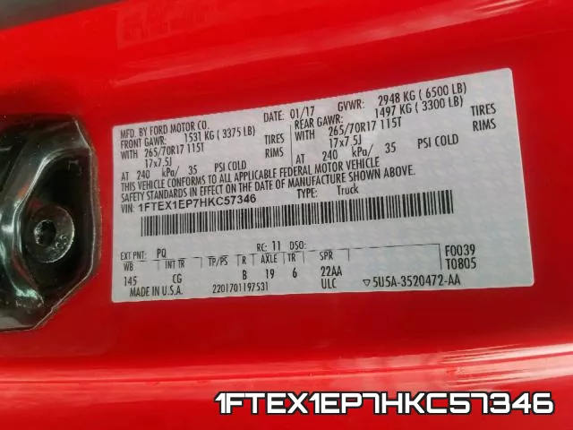 1FTEX1EP7HKC57346 фото 2
