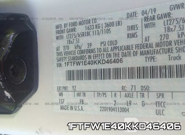1FTFW1E40KKD46406 фото 10