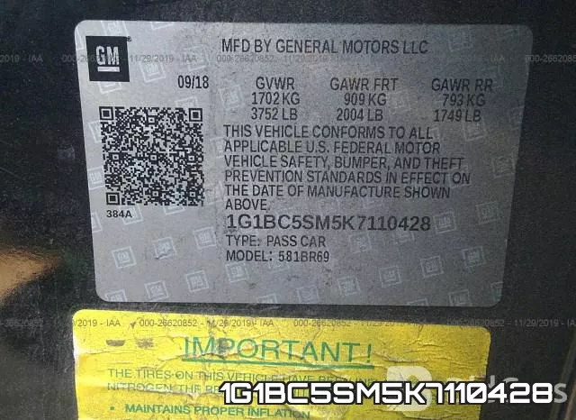 1G1BC5SM5K7110428 фото 10