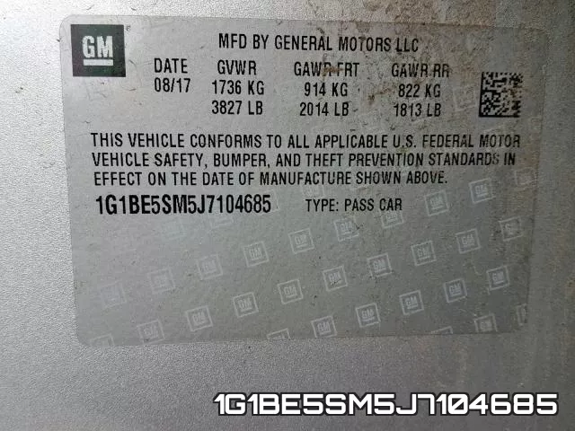 1G1BE5SM5J7104685 фото 2