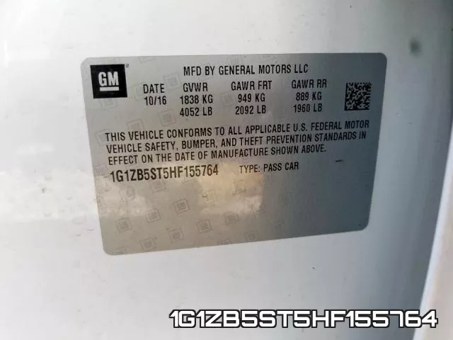 1G1ZB5ST5HF155764 фото 2
