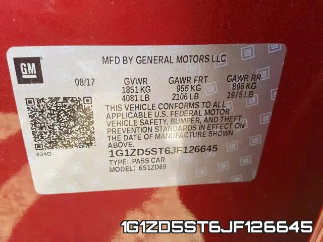 1G1ZD5ST6JF126645 фото 2