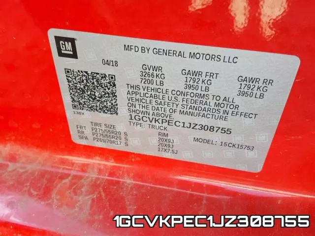 1GCVKPEC1JZ308755 фото 2