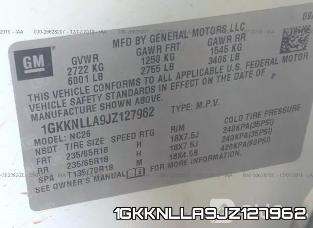 1GKKNLLA9JZ127962 фото 10