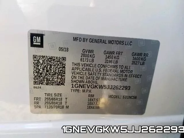 1GNEVGKW5JJ262293 фото 2