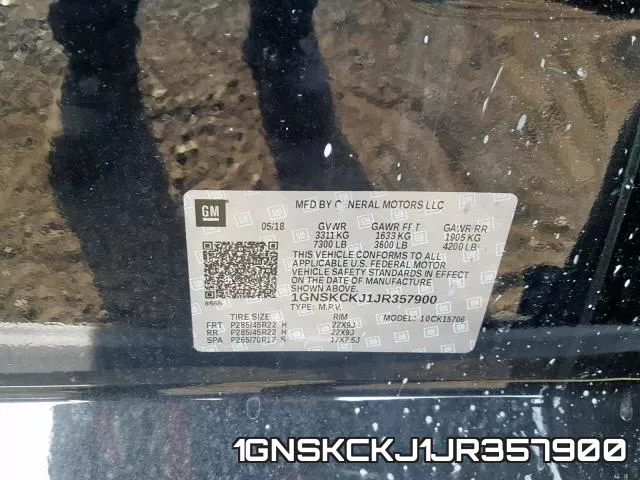 1GNSKCKJ1JR357900 фото 2