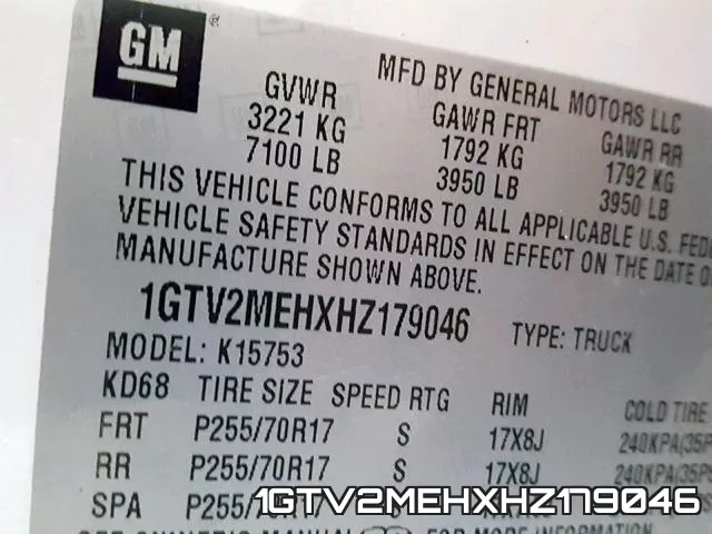 1GTV2MEHXHZ179046 фото 2