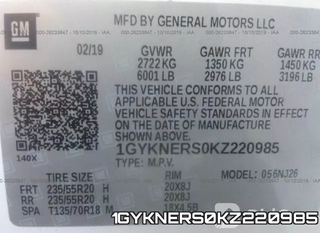 1GYKNERS0KZ220985 фото 9