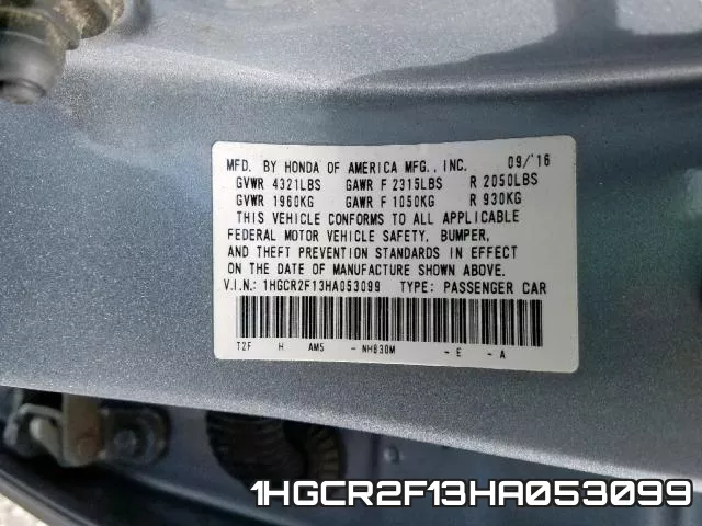 1HGCR2F13HA053099 фото 2