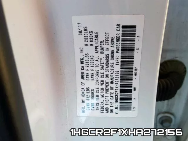 1HGCR2F1XHA272156 фото 2