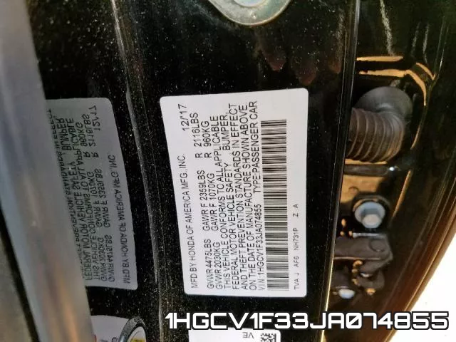 1HGCV1F33JA074855 фото 2