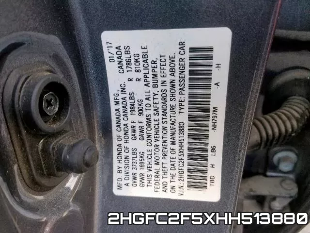 2HGFC2F5XHH513880 фото 2