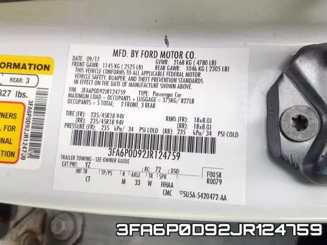 3FA6P0D92JR124759 фото 2