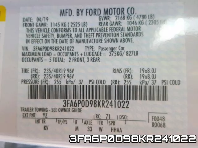 3FA6P0D98KR241022 фото 2