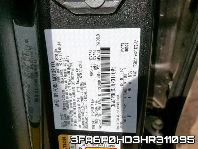 3FA6P0HD3HR311095 фото 2
